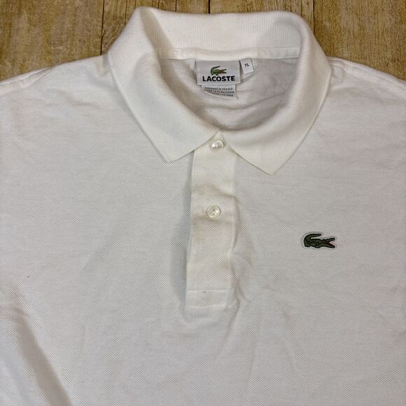 Lacoste Polo Shirt Men Classic Fit Size 7 L 2XL Long White